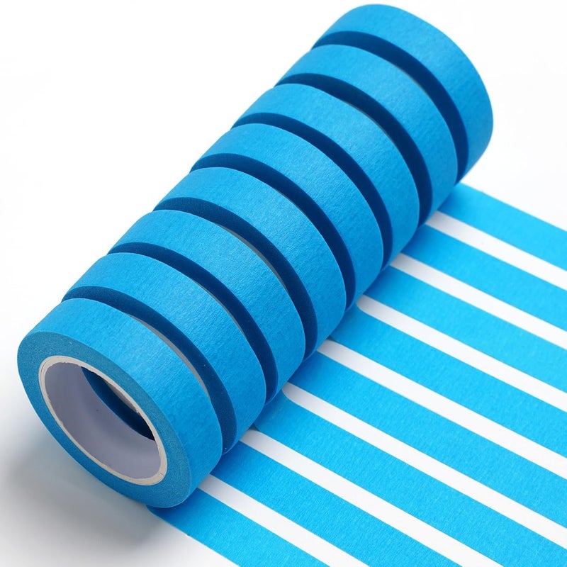 UMETDO 8PCS Colored Masking Tape - Blue Painters Tape, Tape for Kids Art Supplies, Great for Crafts, Labeling, DIY Decorative, 1/2 Inch Colored Tape Rolls- Tiny Size - Image 1